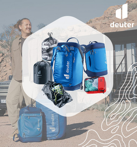Das Gewinnpaket bestehend aus der Duffel Pro Roller 90 Reisetasche, Duffel Pro Pack 30 Rucksack und diversen Aufbewahrungstaschen.