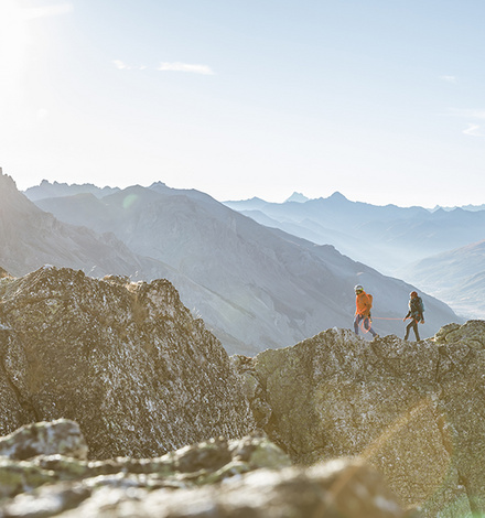 Hinauf zum Wilden Kaiser über den Klettersteig.