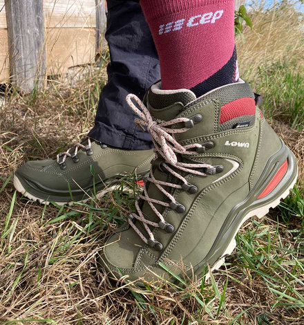 Neu am Lowa Renegade Evo: die optimierte Rene Trac Vibram-Sohle für besseren Grip.