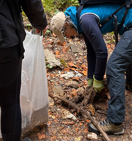 Teilweise musste der Müll mit viel Kraft aus dem Waldboden gezogen werden.