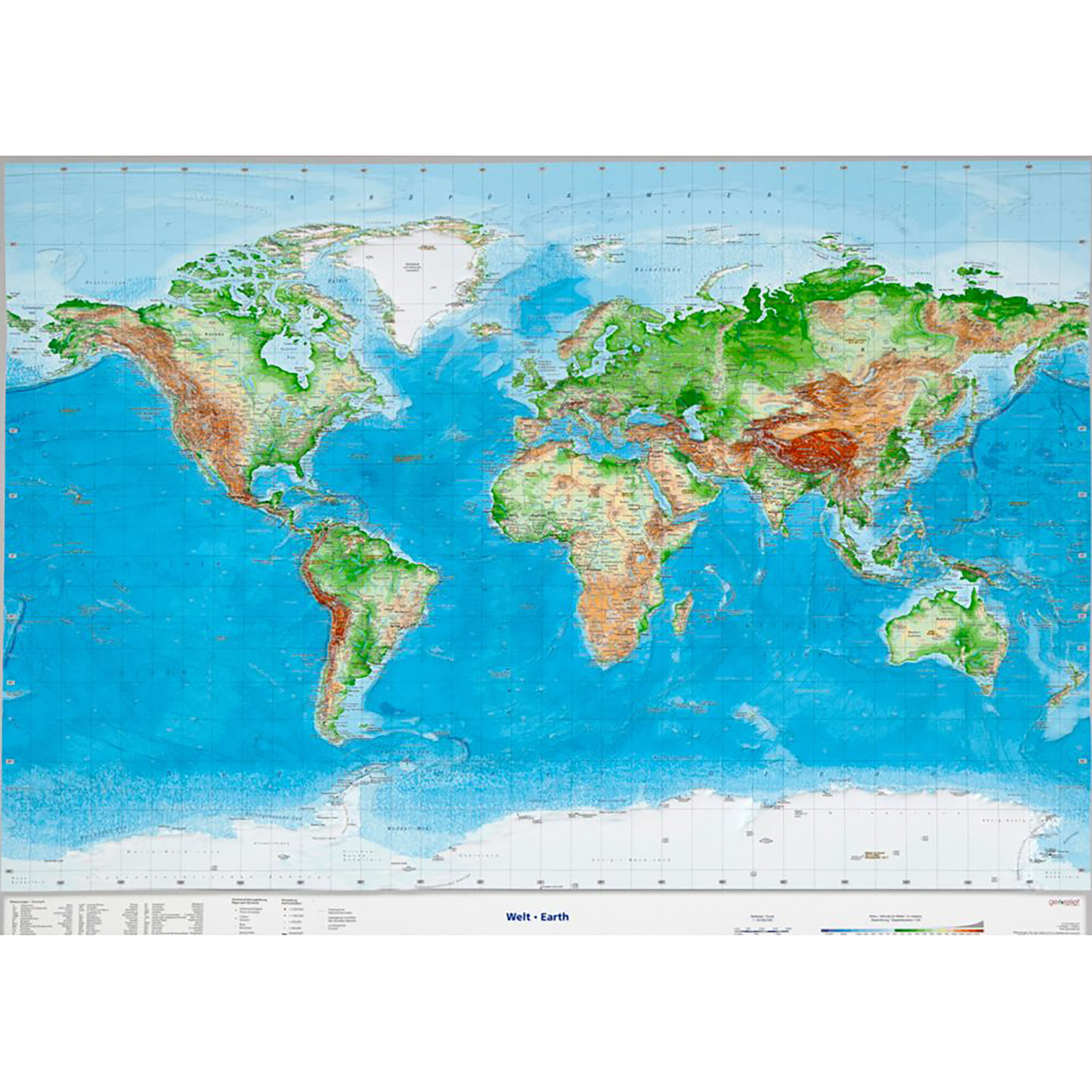 Georelief 3D Reliefkarte Welt englische Version