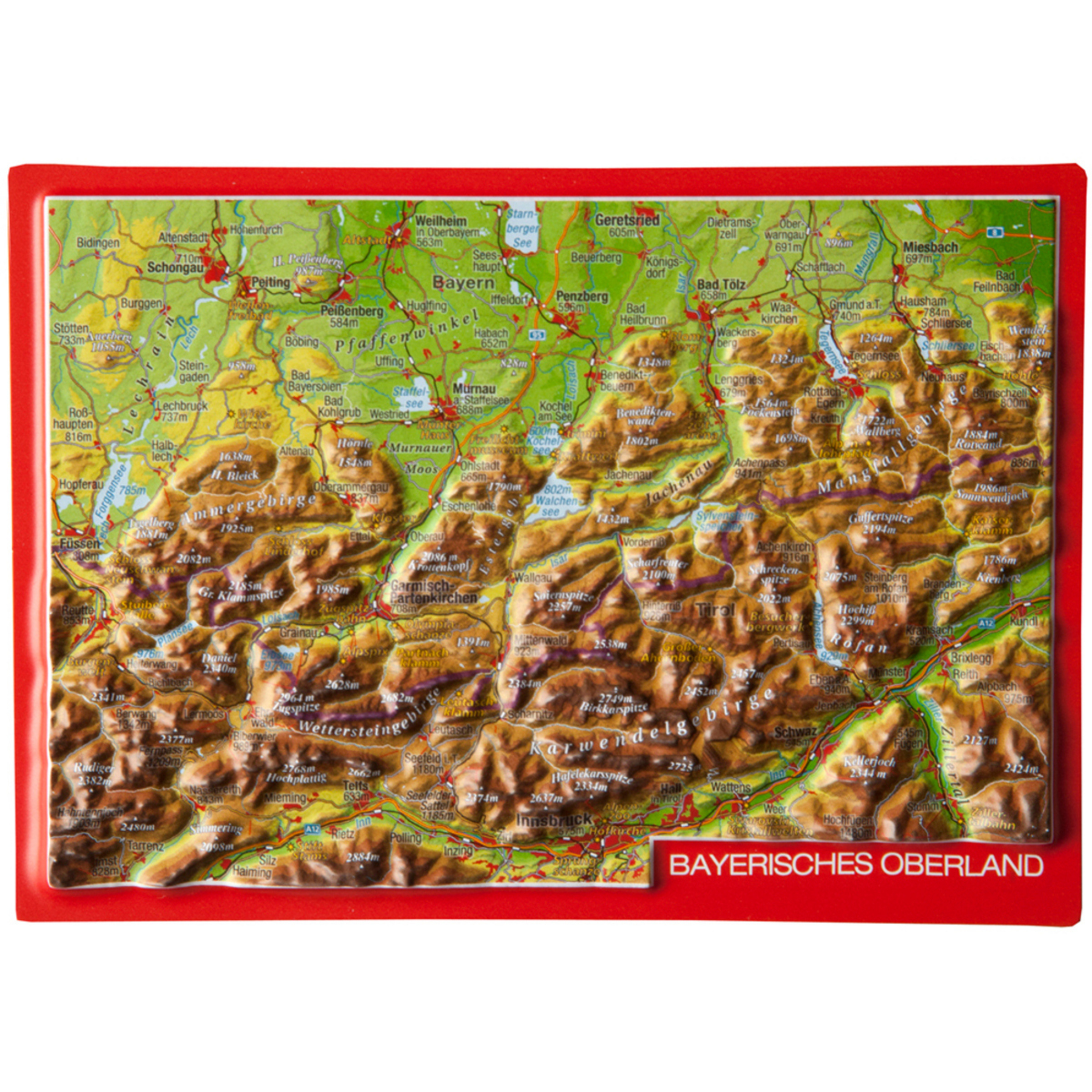 Georelief 3D Reliefpostkarte Bayerisches Oberland