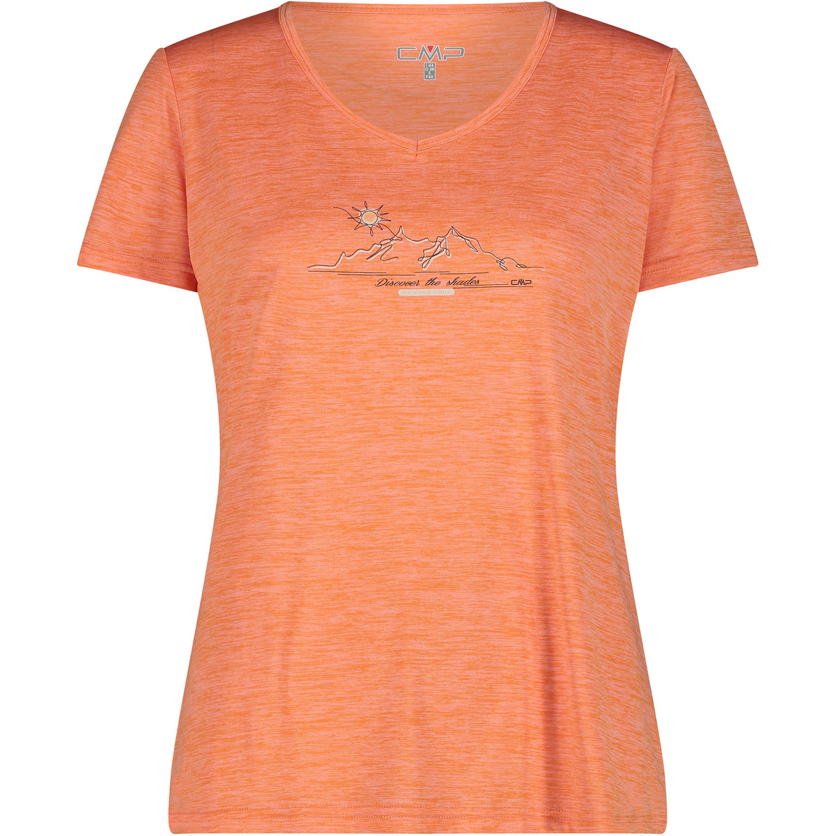 CMP Donna Maglietta Melange Print (Taglia XS, Arancione)