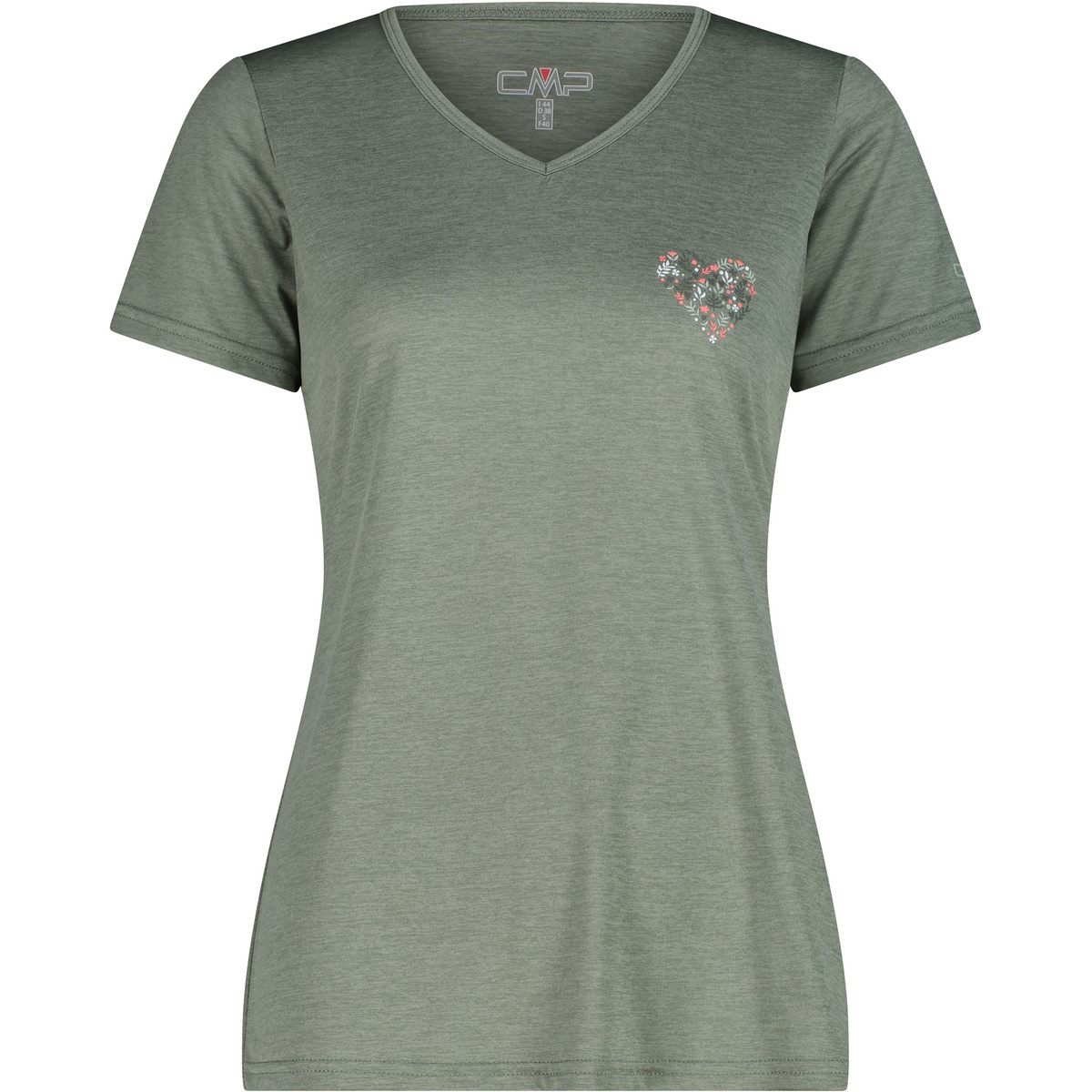 CMP Damen Melange Print T-Shirt (Größe XXS, gruen)