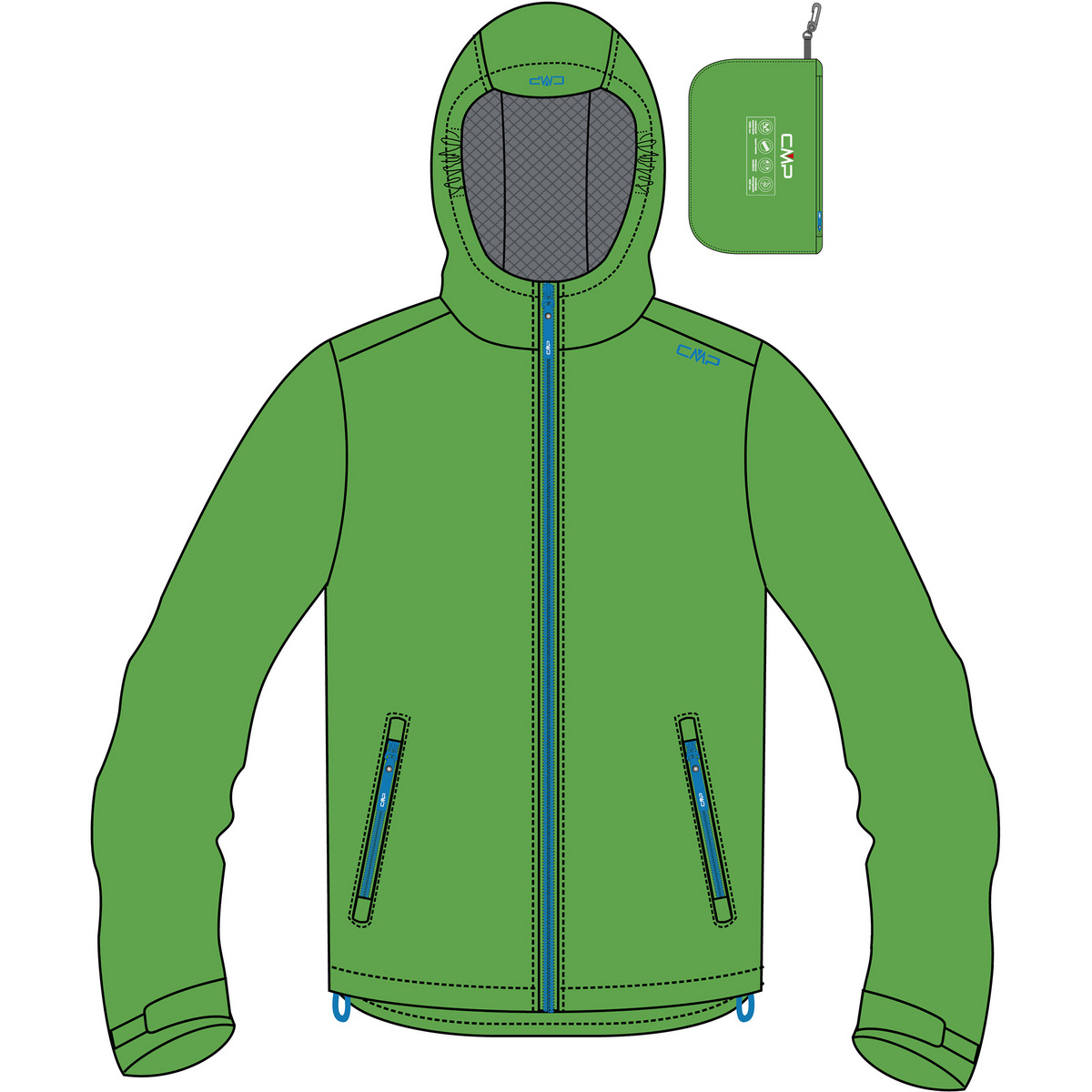 CMP Kinder Boys Rain Hoodie Jacke (Größe 110, gruen)