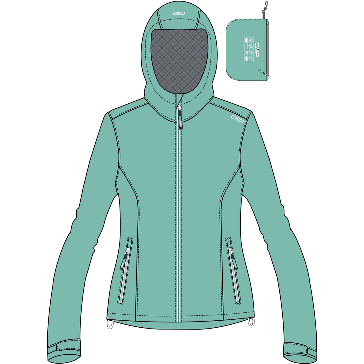 CMP Kinder Rain Hoodie Jacke (Größe 110, blau)