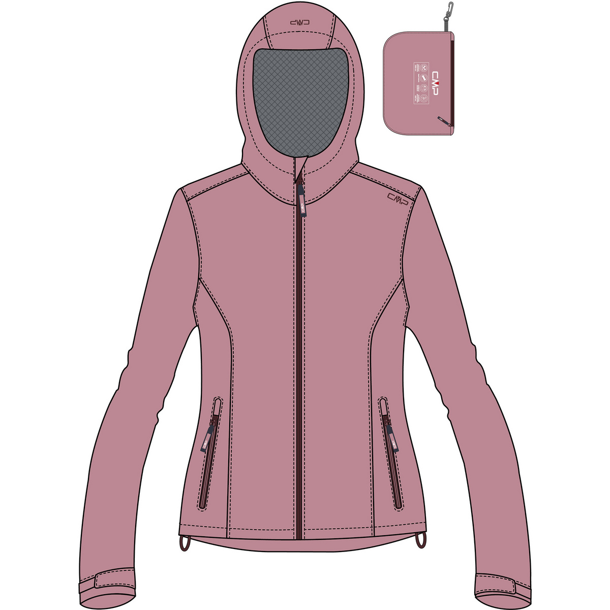 CMP Kinder Rain Hoodie Jacke (Größe 104, rosa)
