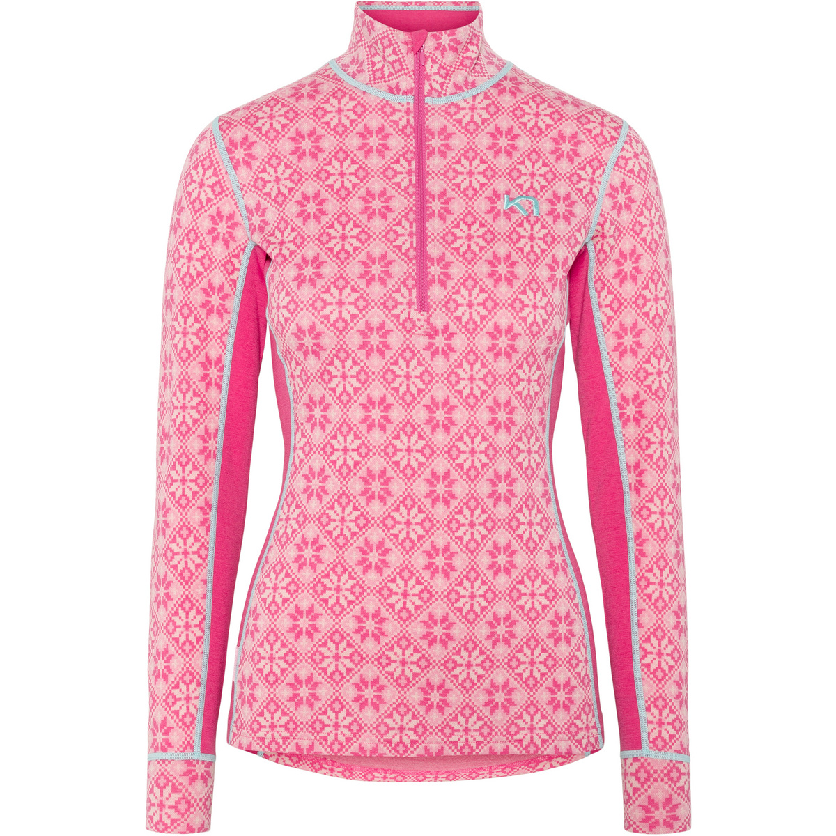 Kari Traa Femme T-shirt long Rose Half Zip (taille XS, rose)
