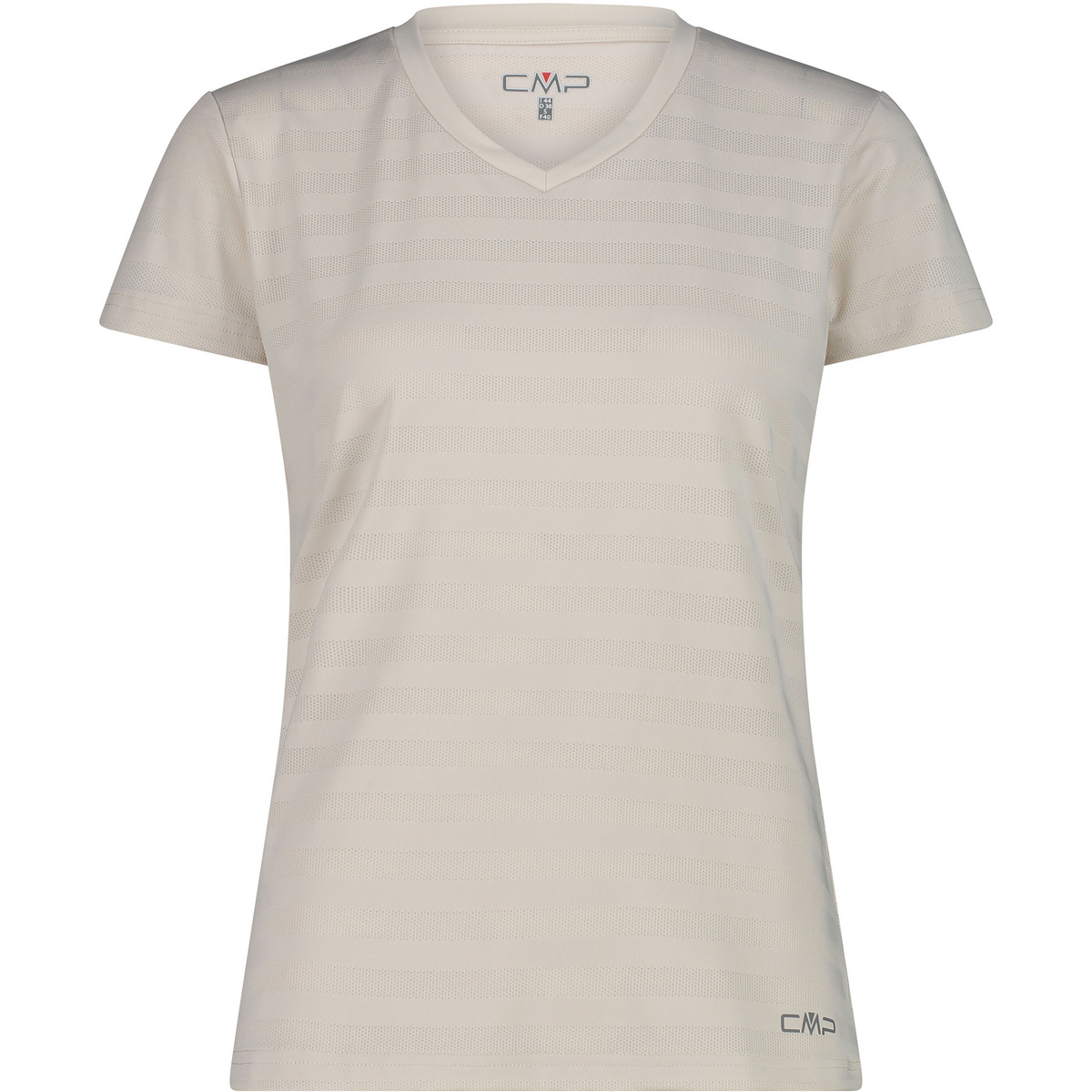 CMP Donna Maglia a manica corta Striped Mesh (Taglia XS, Beige)
