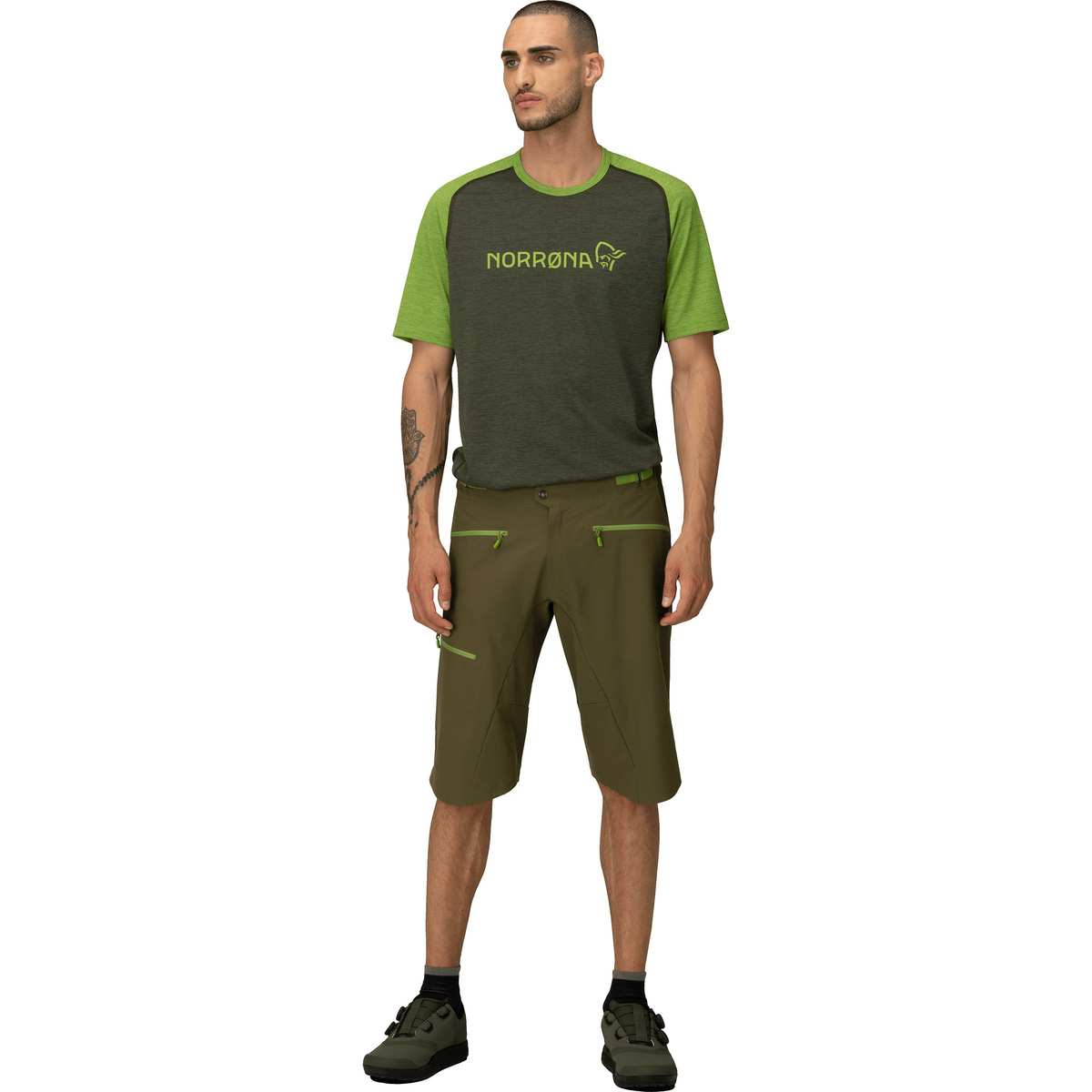 Norrona Herren Fjora Flex1 Mid Weight MTB Hose kurz (Größe S, oliv)