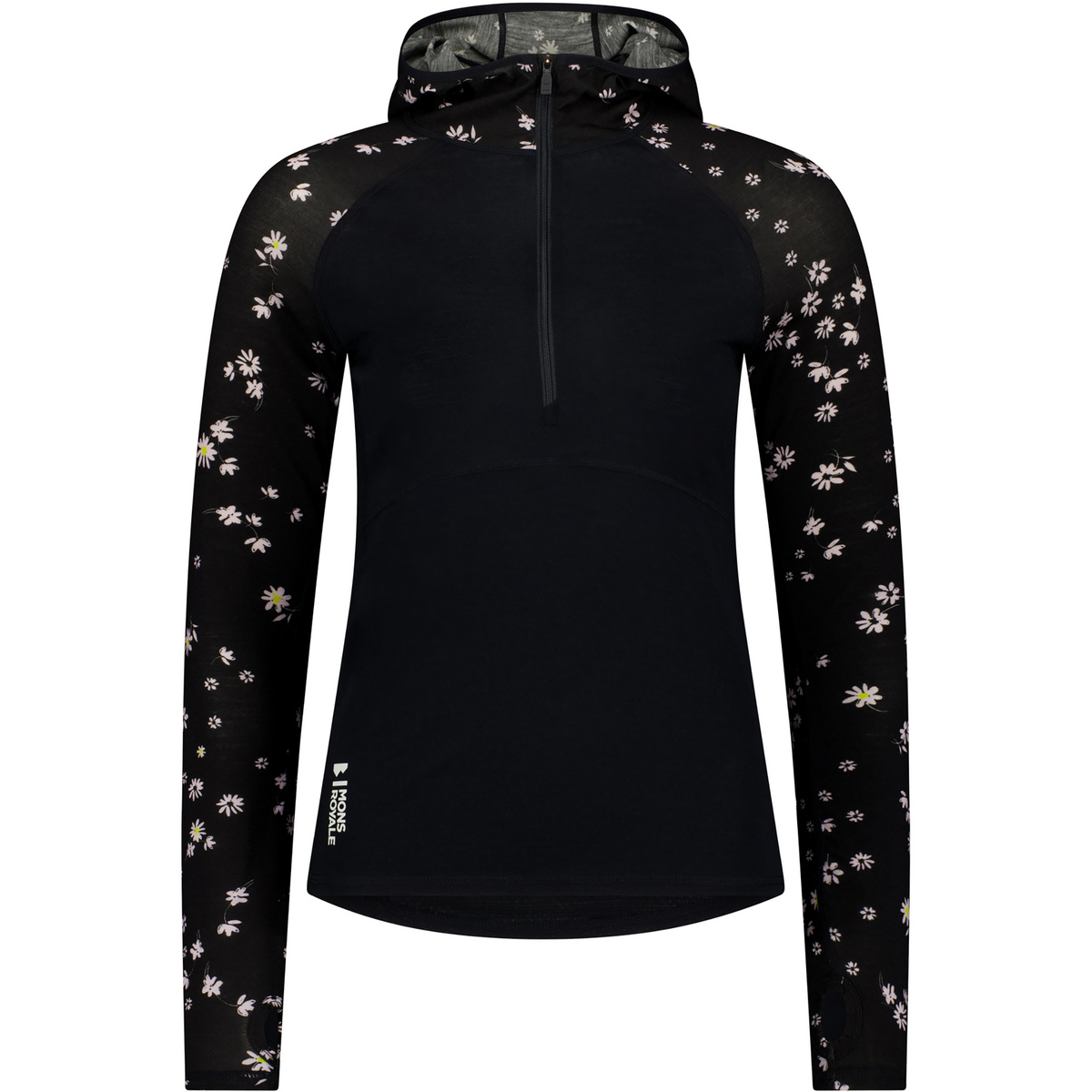 Mons Royale Femme T-shirt long Bella Tech Hood (taille M, Noir)