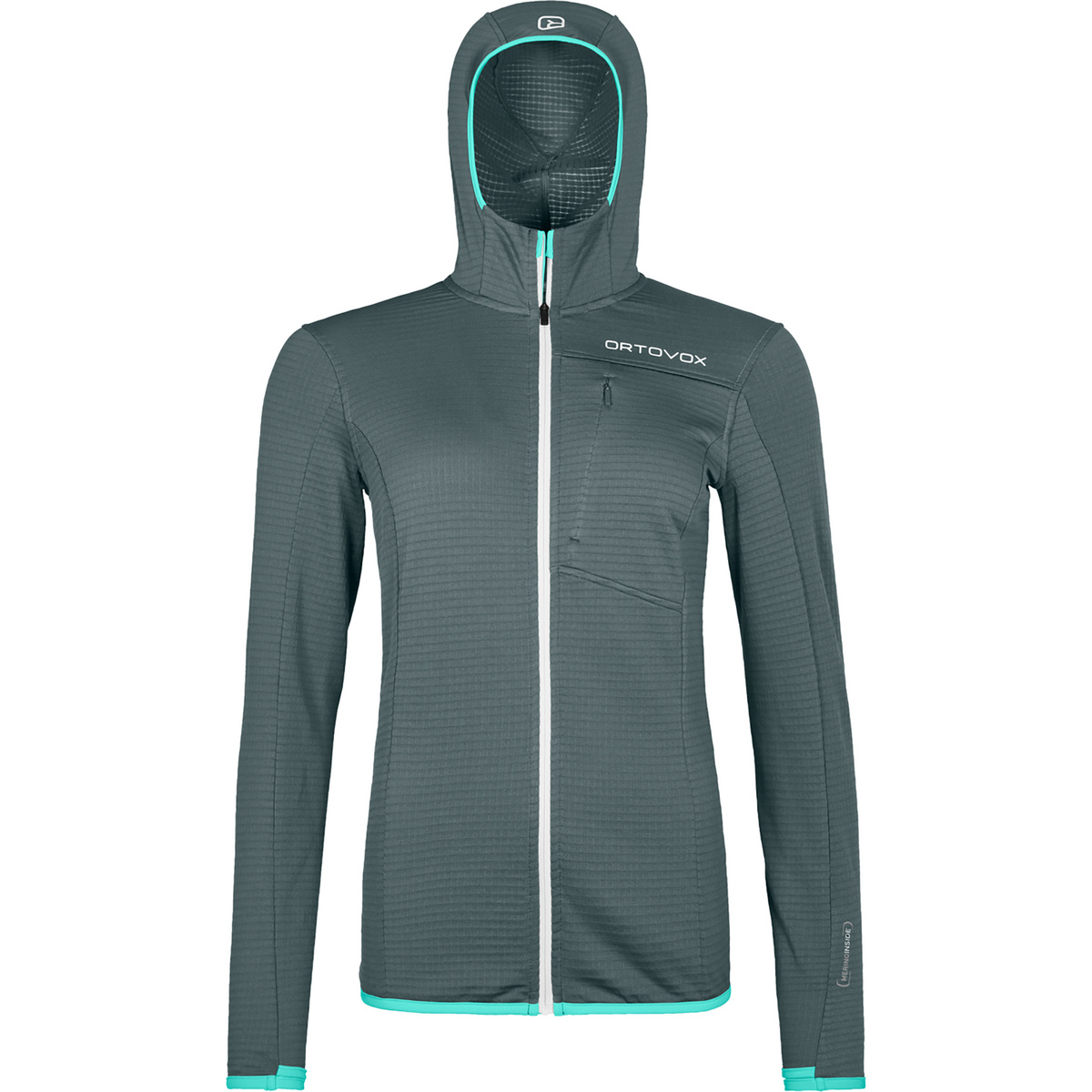 Ortovox Damen Fleece Light Grid Hoodie Jacke (Größe S, grau)