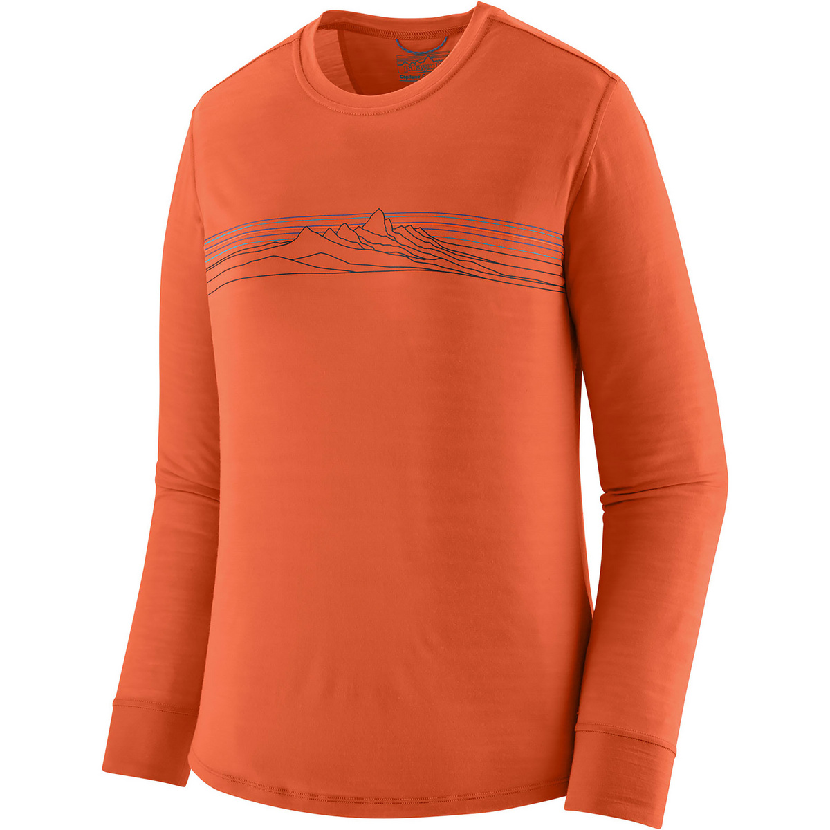 Patagonia Damen Cap Cool Merino Graphic Longsleeve (Größe XS, orange)