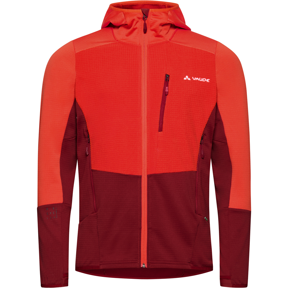 Vaude Uomo Giacca con cappuccio Monviso Grid Fleece (Taglia S, Rosso)