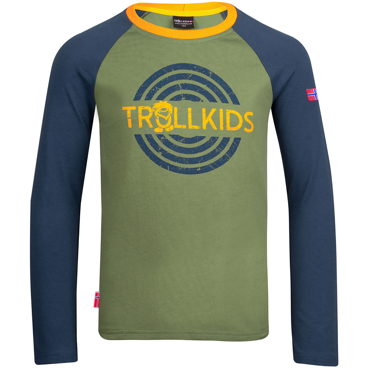 Trollkids Enfants T-shirt long Preikestolen (taille 128, Vert)