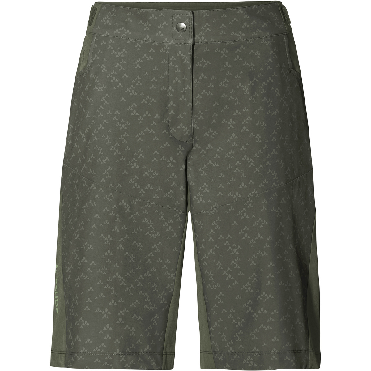 Vaude Donna Pantaloncini ciclismo Ledro Print (Taglia XS, Verde oliva)