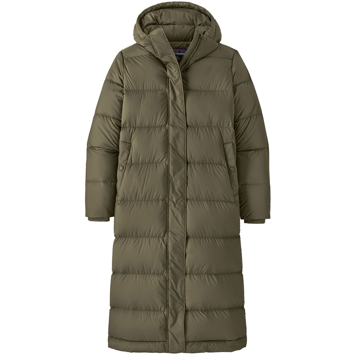 Patagonia Donna Parka Long Silent Down (Taglia XS, Verde oliva)