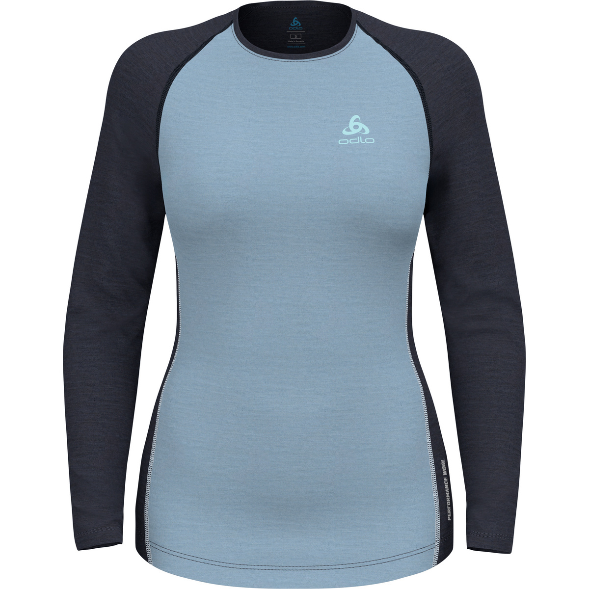 Odlo Damen Natural Performance PW 150 Crew Longsleeve (Größe XS, blau)