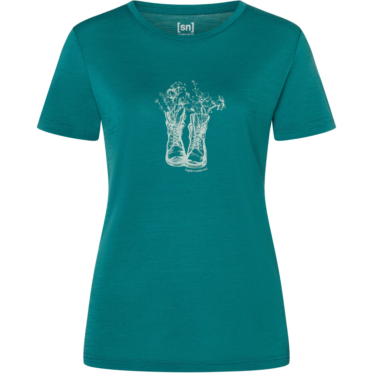 Super.Natural Damen Flower Boots T-Shirt (Größe XS, tuerkis)