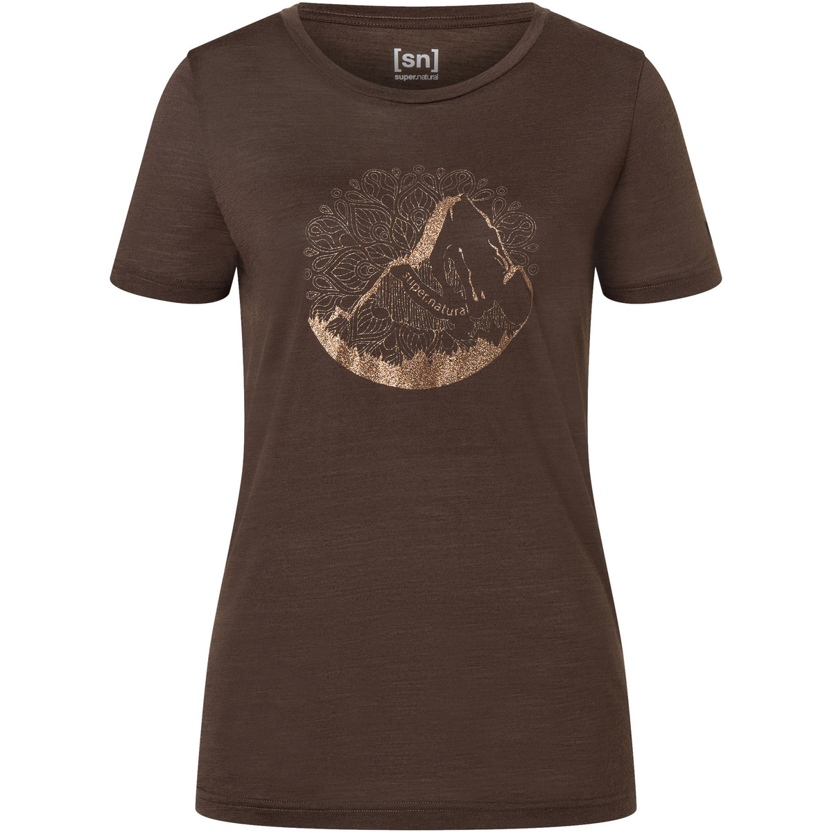 Super.Natural Damen Mountain Mandala Tree T-Shirt (Größe L, braun)