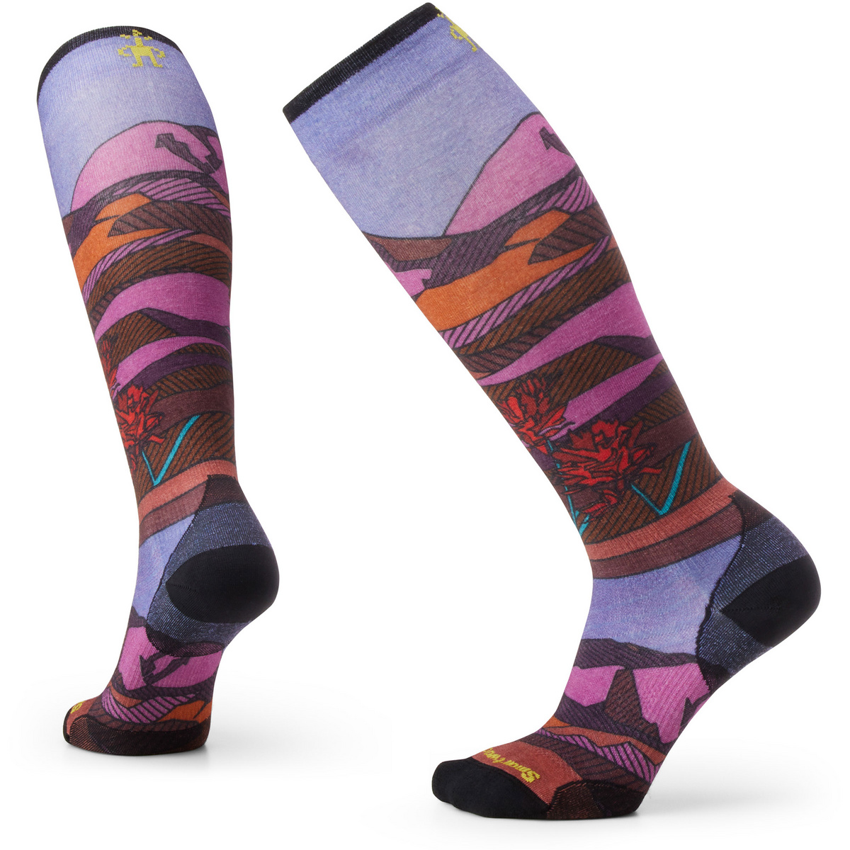Smartwool Femme Chaussettes Ski Zero Cushion Floral Field Print OTC (taille 38 , Violet)