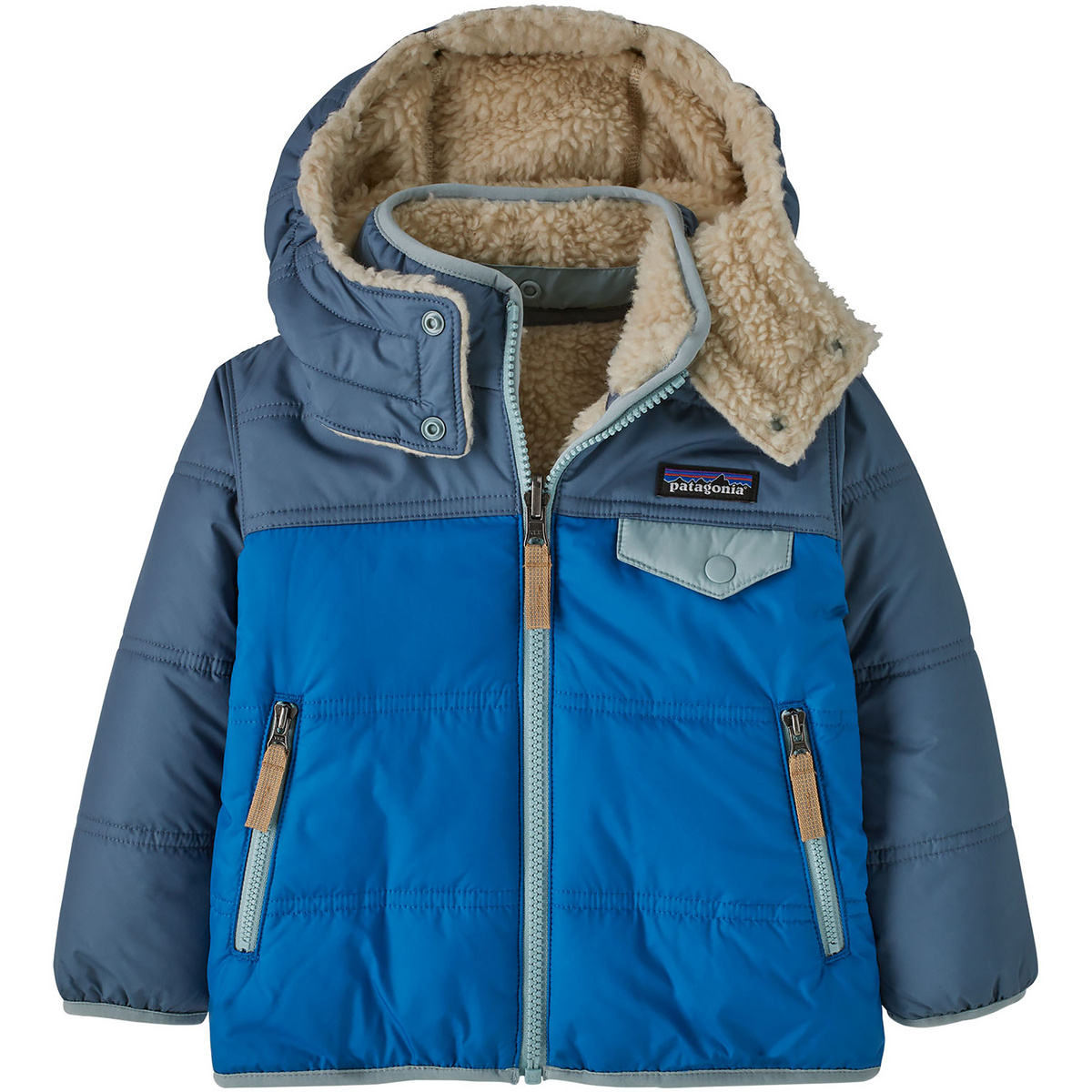 Patagonia Kinder Baby Reversible Tribbles Hoodie Jacke (Größe 79, blau)