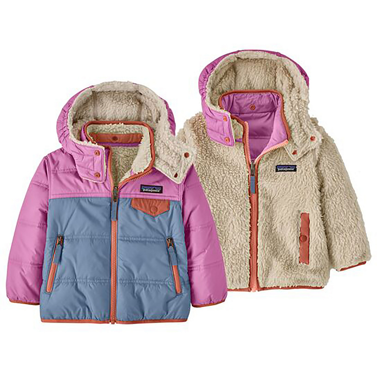 Patagonia Kinder Baby Reversible Tribbles Hoodie Jacke (Größe 79, blau)