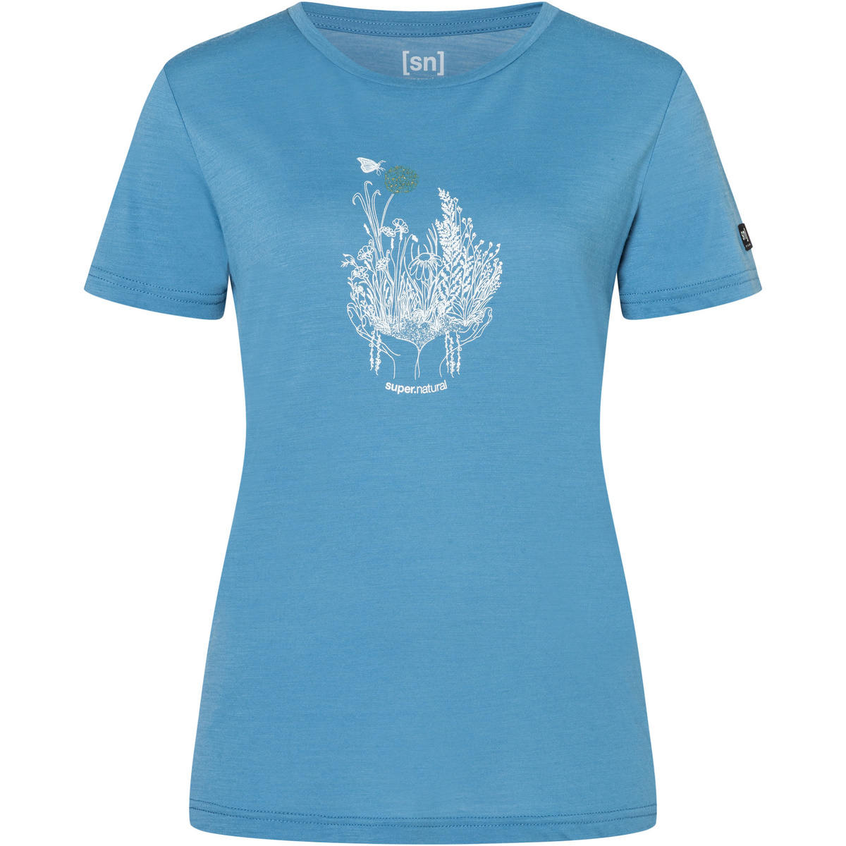 Super.Natural Damen Flowerhands T-Shirt (Größe S, blau)