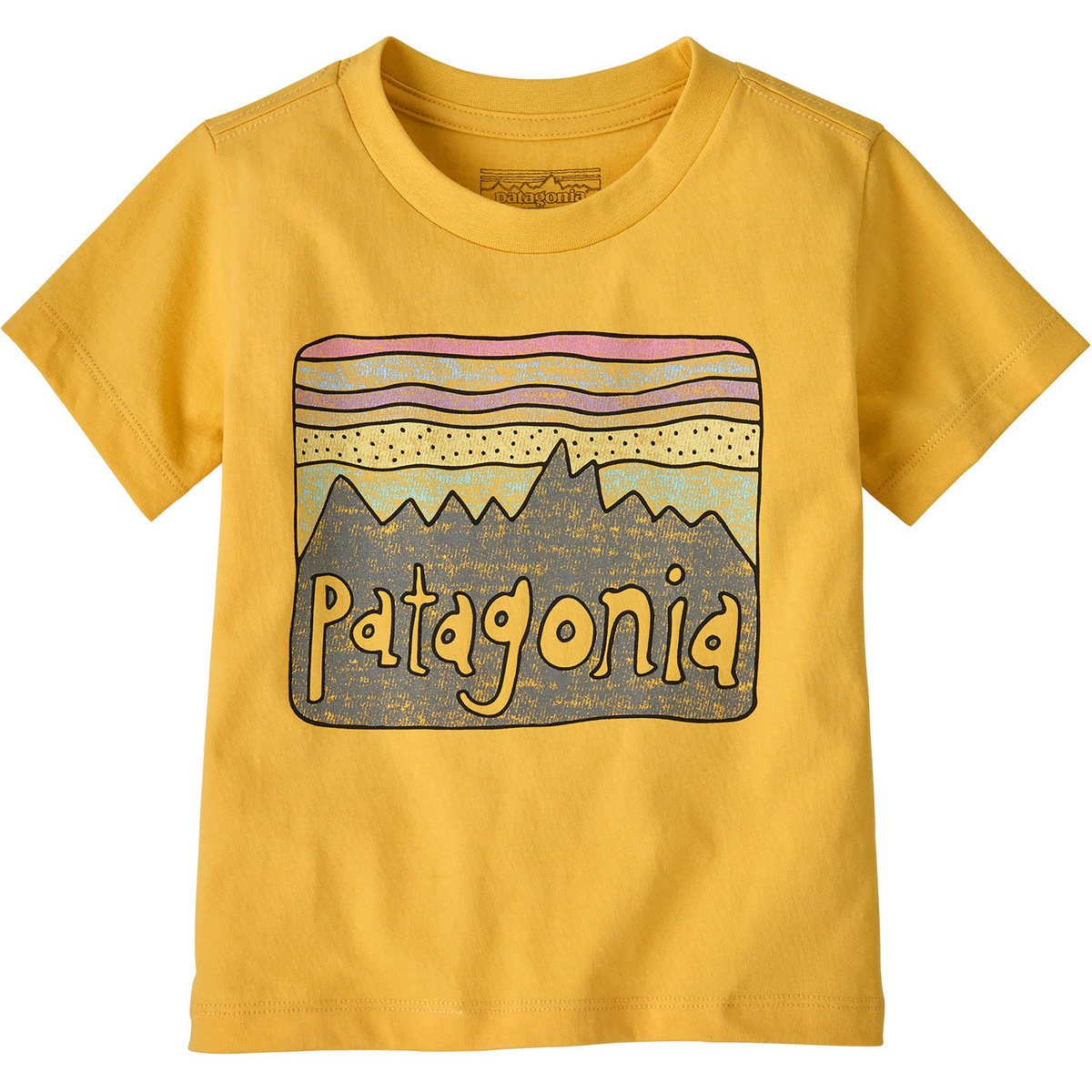 Patagonia Bambino Maglietta Baby Fitz Roy Skies (Taglia 84, Giallo)