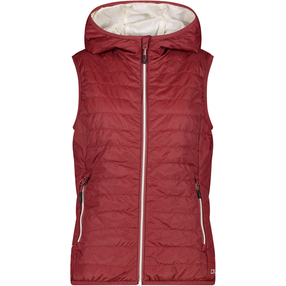 CMP Donna Gilet con cappuccio (Taglia L, Rosso)