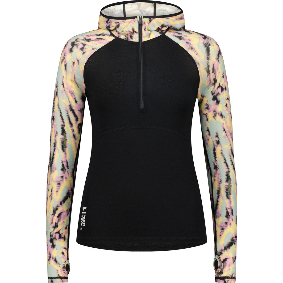 Mons Royale Donna Maglia a manica lunga con cappuccio Bella Merino Air-Con (Taglia M, Multicolore)