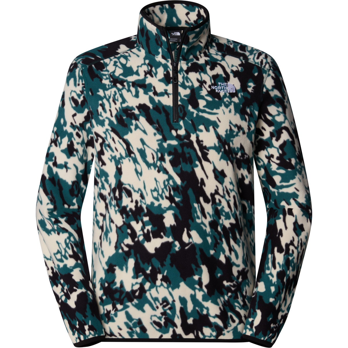 The North Face Uomo Pullover 100 Glacier Printed 1/4 Zip (Taglia XL, Verde)