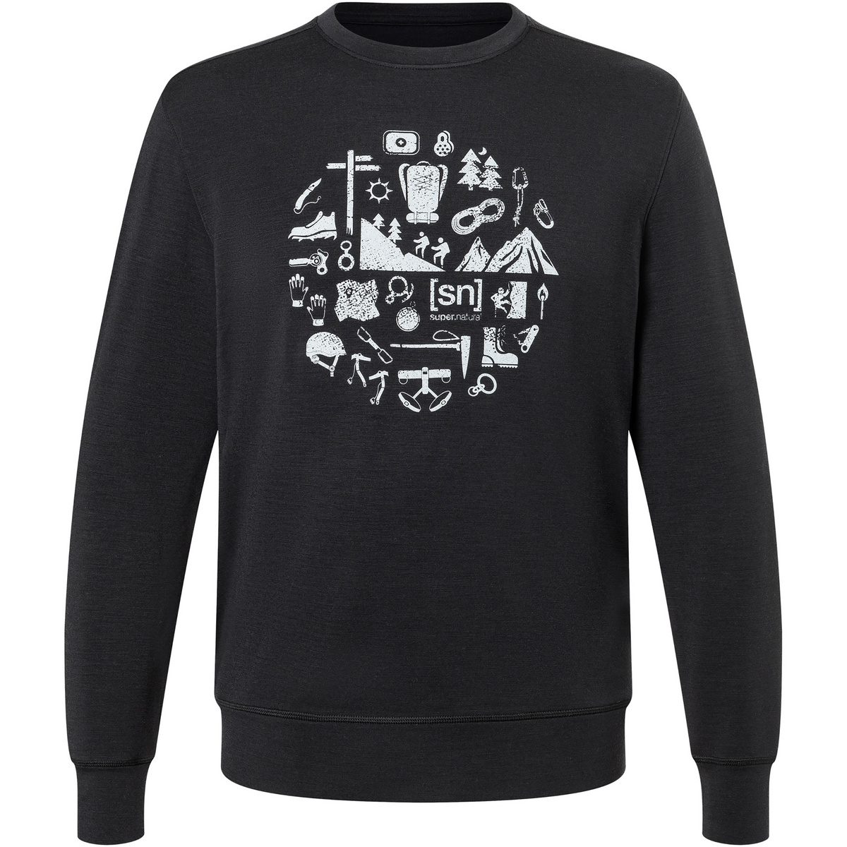 Super.Natural Uomo Pullover Well Equipped Crew (Taglia L, Nero)