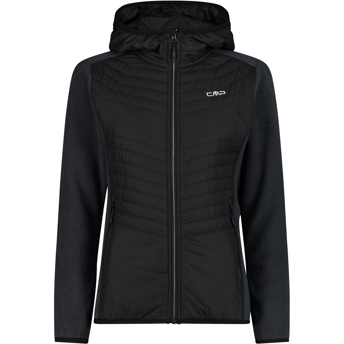 CMP Damen Hybrid Hoodie Jacke (Größe XS, schwarz)