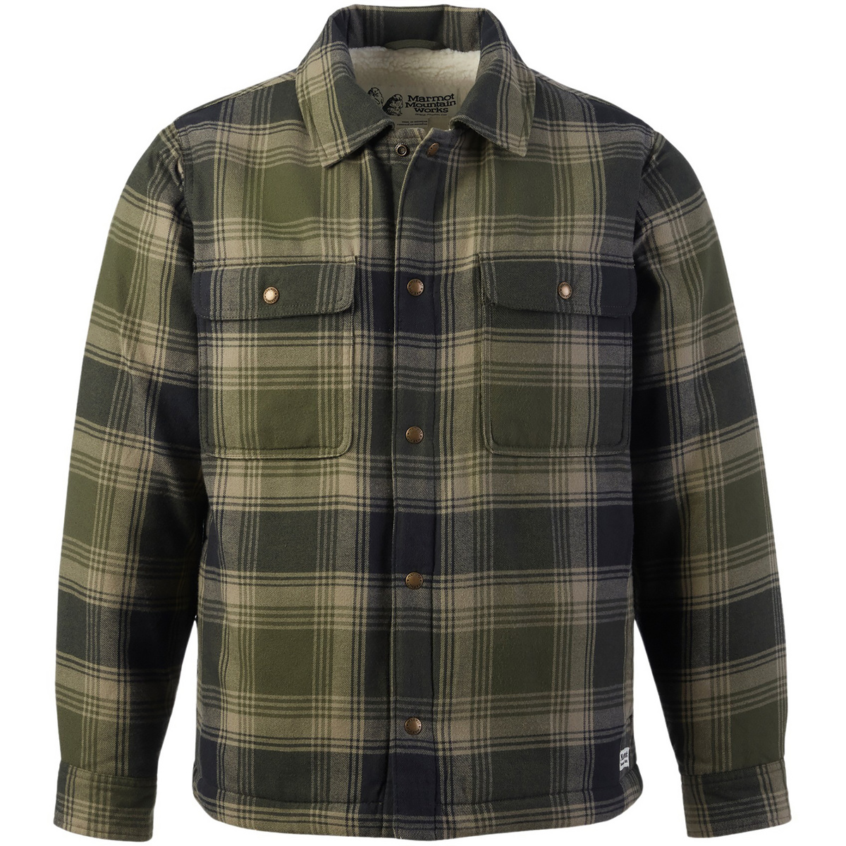 Marmot Homme Veste Ridgefield Sherpa Flannel (taille S, Olive)