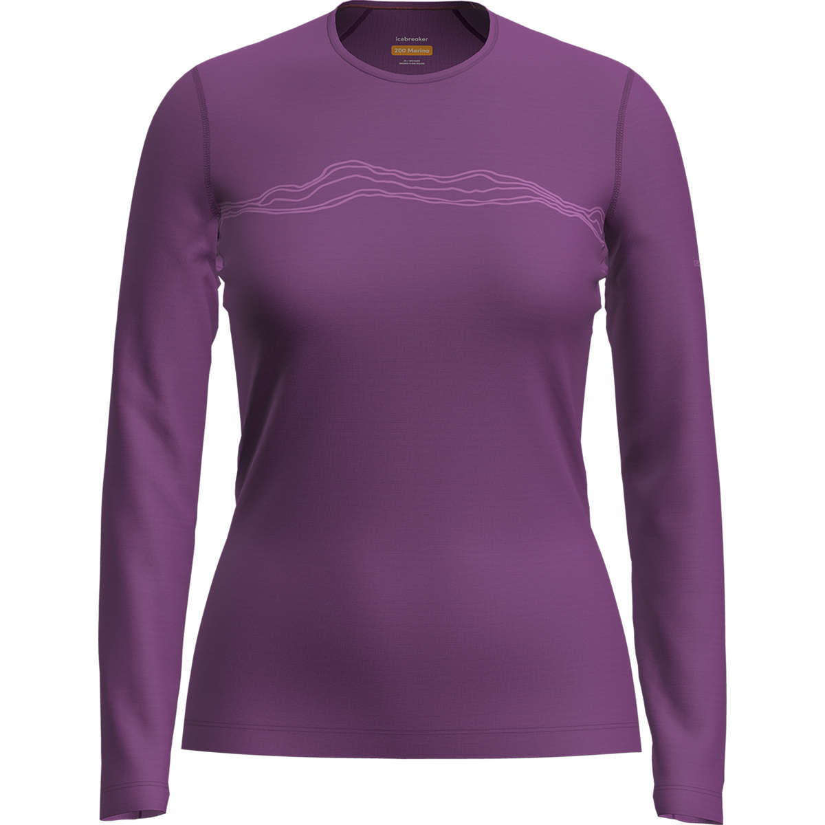 Icebreaker Femme T-shirt long 200 Oasis Crewe Mountain Pulse (taille L, Violet)