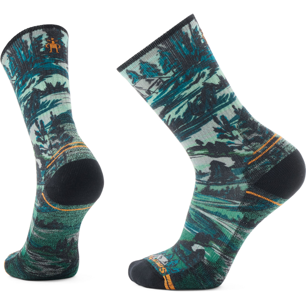 Smartwool Chaussettes Hike Light Campground Print Crew (taille 46 , Vert)