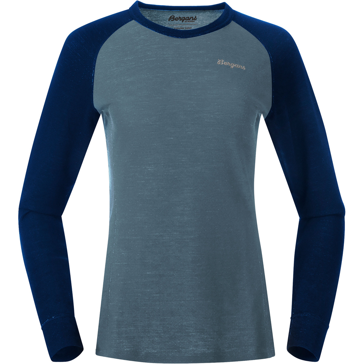 Bergans Damen Inner:Dual Merino Longsleeve (Größe XL, blau)