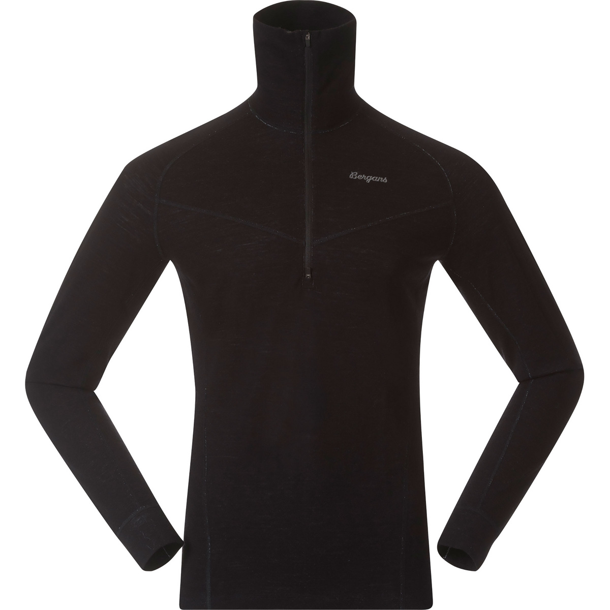 Bergans Uomo Maglia a manica lunga Inner:Dual Merino Half Zip (Taglia XXL, Nero)