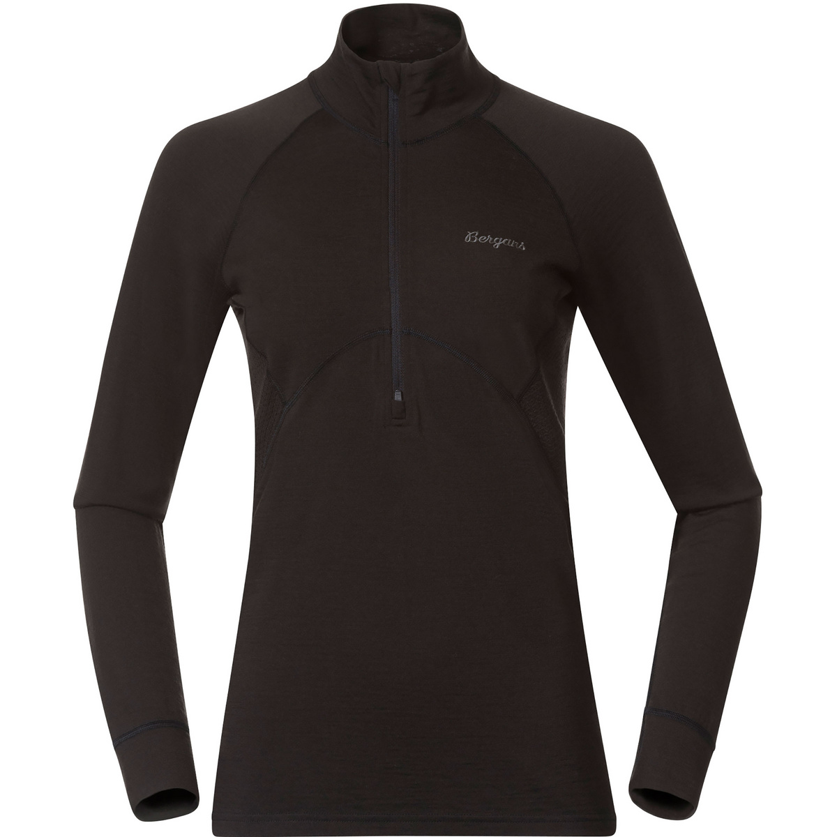 Bergans Femme T-shirt long Inner:Pure Merino Half Zip (taille XL, Noir)