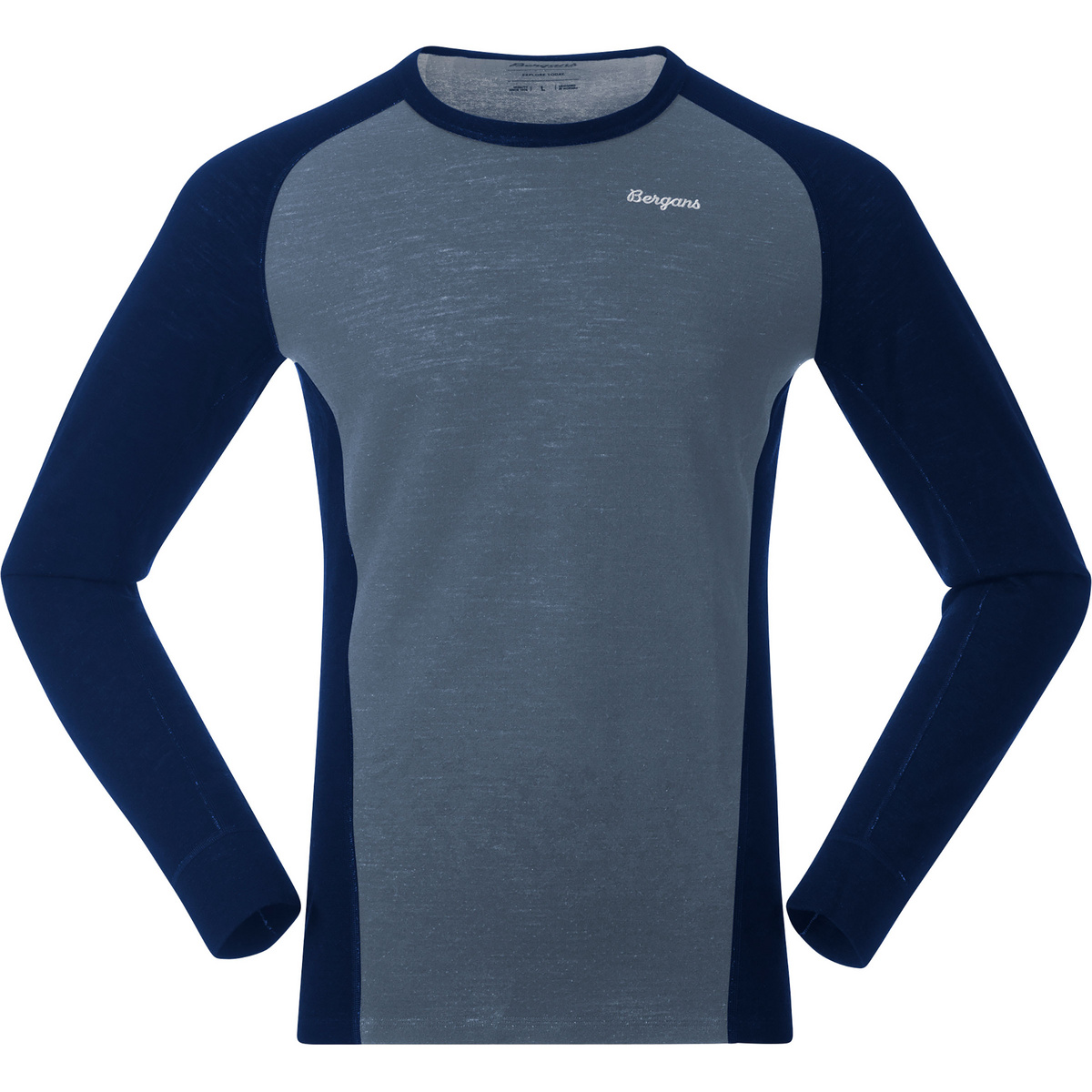 Bergans Uomo Maglia a manica lunga Inner:Dual Merino (Taglia M, Blu)
