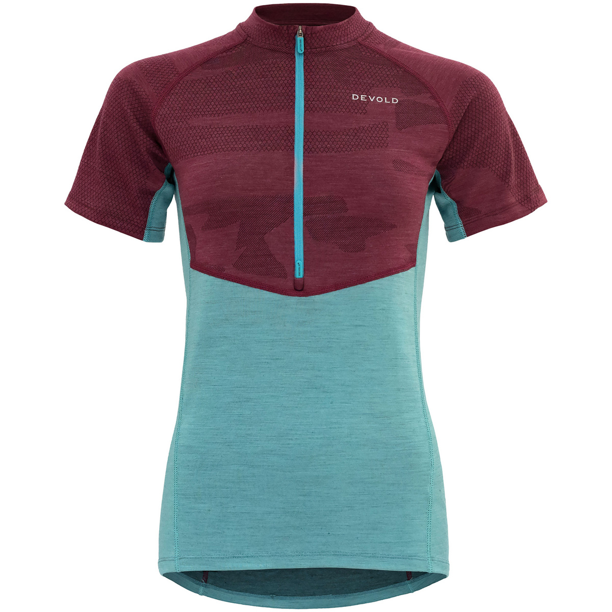 Devold Donna Maglietta Standal Merino Zip Neck (Taglia L, Turchese)