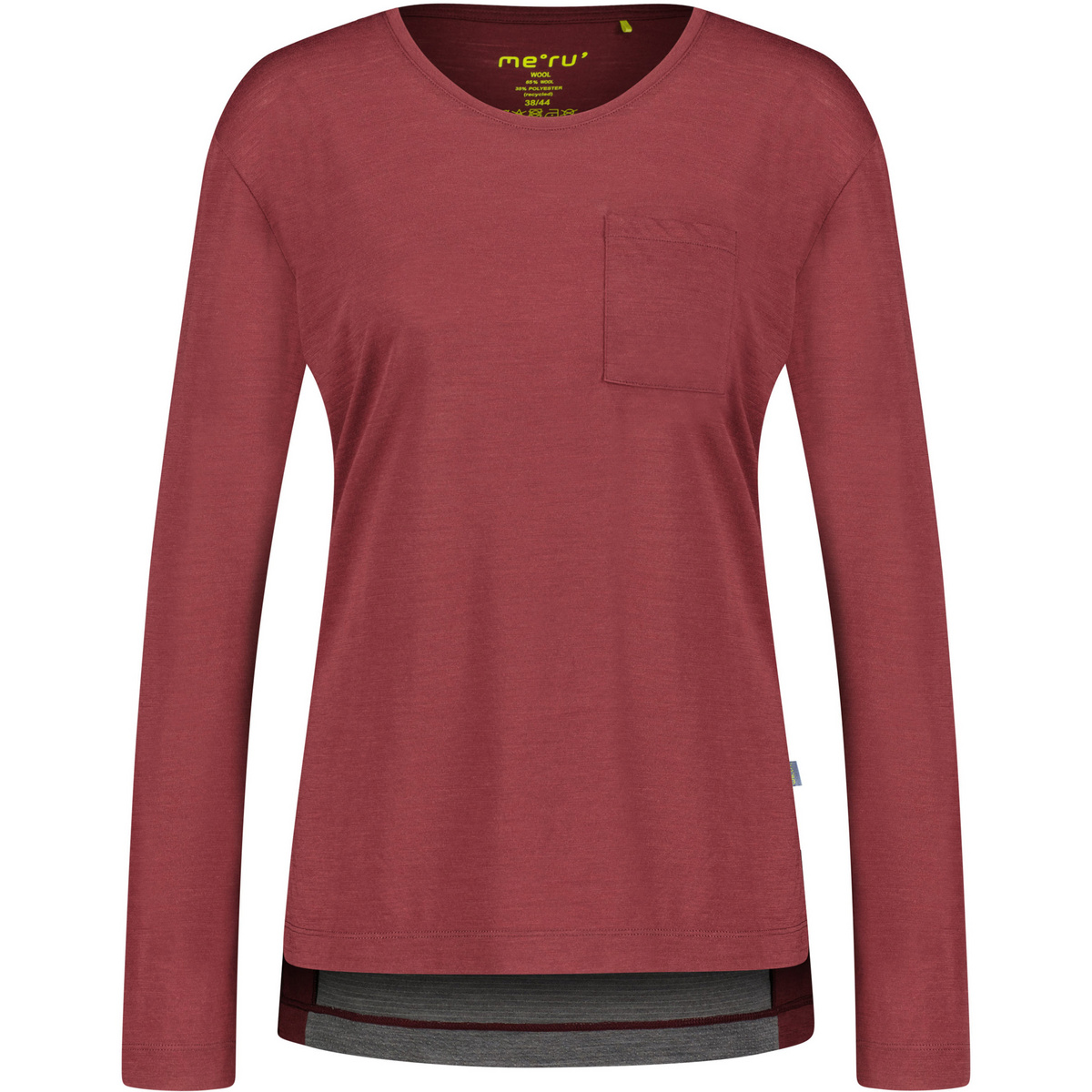 Meru Donna Maglia a manica lunga Vaxholm (Taglia XXL, Rosso)