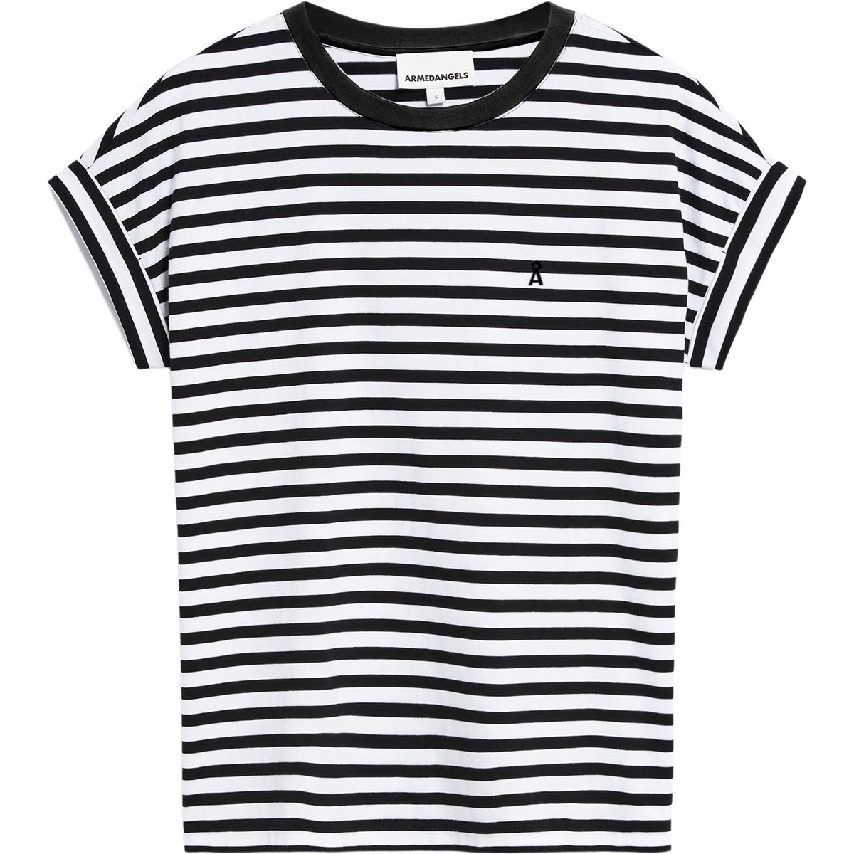 Armedangels Donna Maglietta Idaara Stripes (Taglia XS, Nero)
