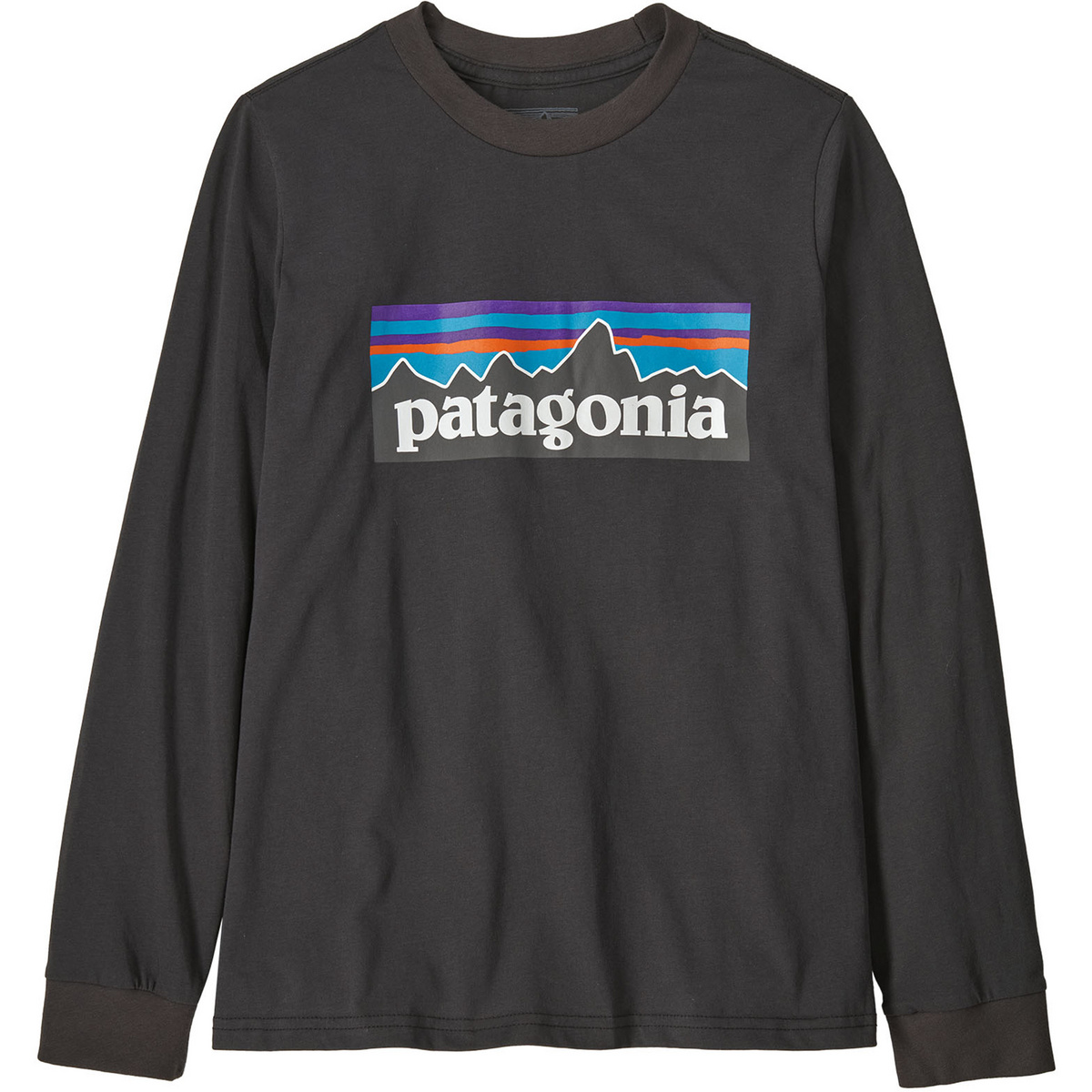 Patagonia Kinder P-6 Logo Longsleeve (Größe 130, schwarz)