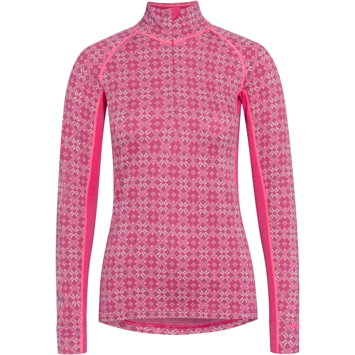 Kari Traa Femme T-shirt long Rose Light Half Zip (taille XS, Rose vif)