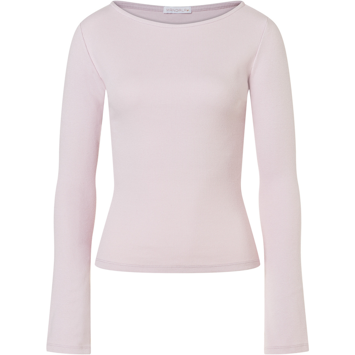 Mandala Damen Ribbed Boat Neckline Longsleeve (Größe M, rosa)