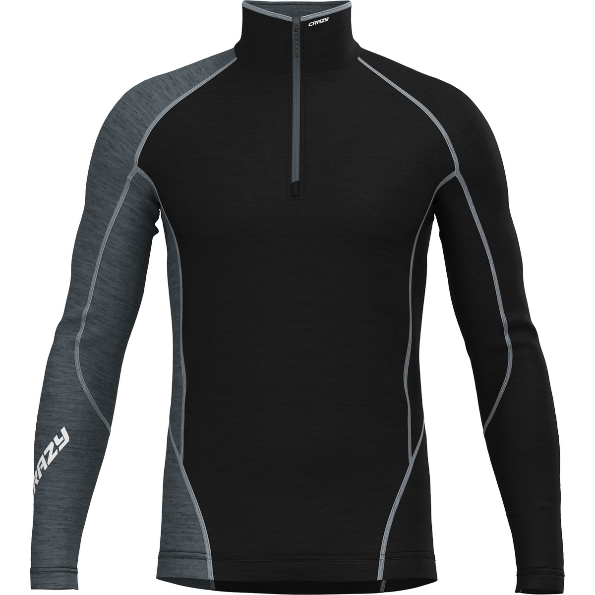 Crazy Homme T-shirt long Fahrenheit Zip (taille S, Noir)