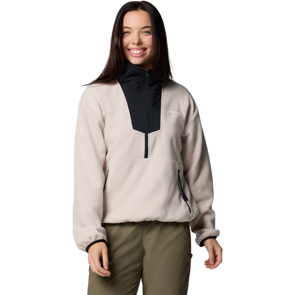 Columbia Donna Pullover Sequoia Grove 1/2 Zip (Taglia L, Beige)