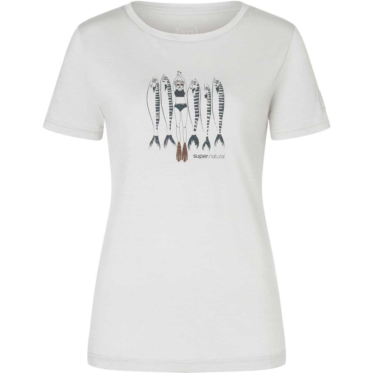 Super.Natural Damen Copper Sardine Bio J T-Shirt (Größe M, weiss)